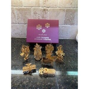 Danbury Mint Christmas 2007 23K Gold Electroplated Ornaments w Box 11 Total EUC